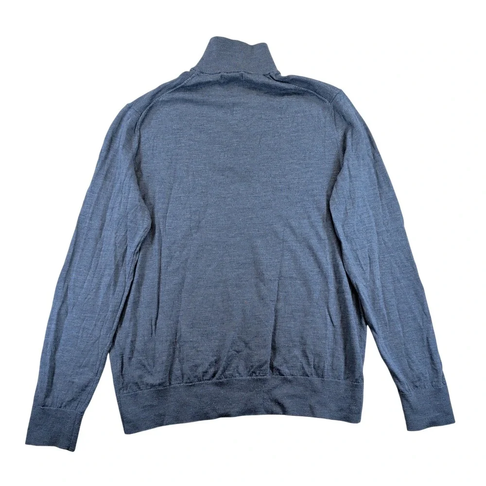 Banana Republic Mens Blue 100% Extra Fine Merino Wool Quarter Zip Sweater Large